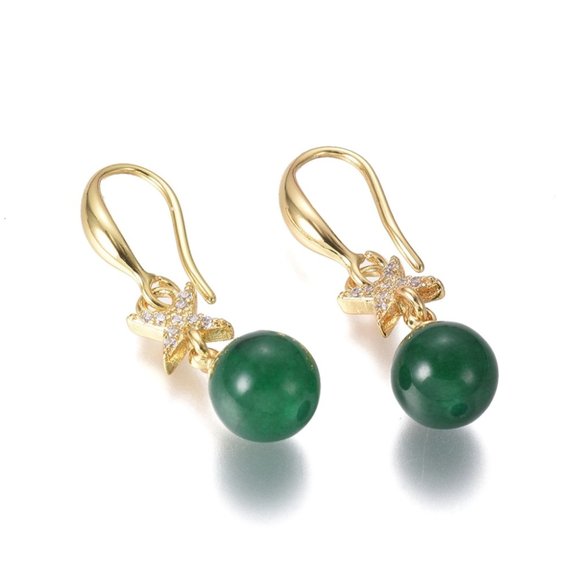 Natural Jade earrings with tiny CZ accent Christmas colors 2/$25 - Picture 5 of 6
